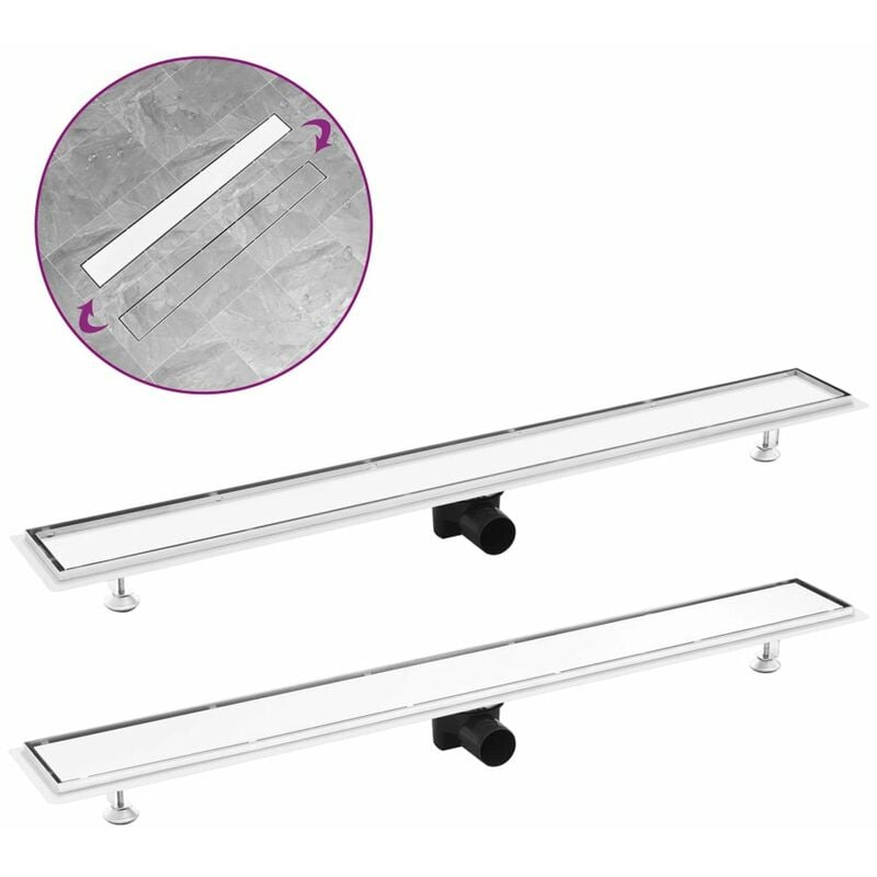 

Desague de ducha con cubierta 2 en 1 acero inoxidable 103x14 cm