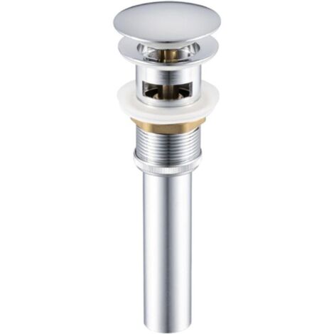 Desagüe automático con rebosadero para lavabo de baño, lavabo de inodoro, acabado cromado