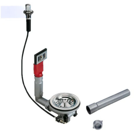 Desagüe automático de fregadero con rebosadero rectangular y mando giratorio cromado