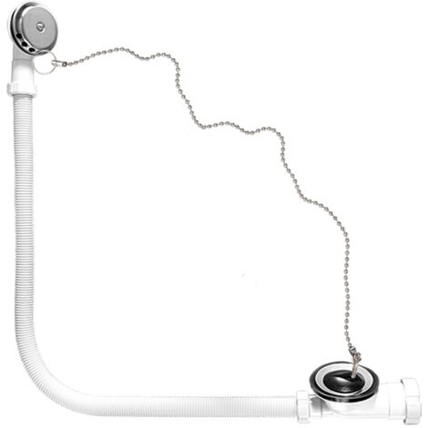 Desagüe de bañera con válvula acodada de baja cota con tubo de rebosadero flexible R-91 - RIUVERT