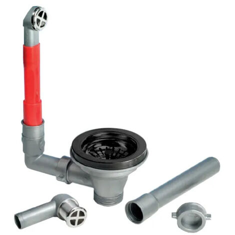 Desagüe de cesta con rebosadero redondo, diámetro 90mm, negro metálico satinado