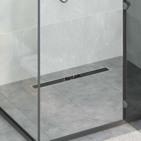 Desagüe de ducha con tapa de vidrio y sifón 360° Negro 70 cm