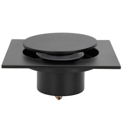 Desagüe de ducha cuadrado para baño, de acero inoxidable, antiolor, para cocina, baño, garaje, sótano, inodoro, 10 x 10 cm (negro)