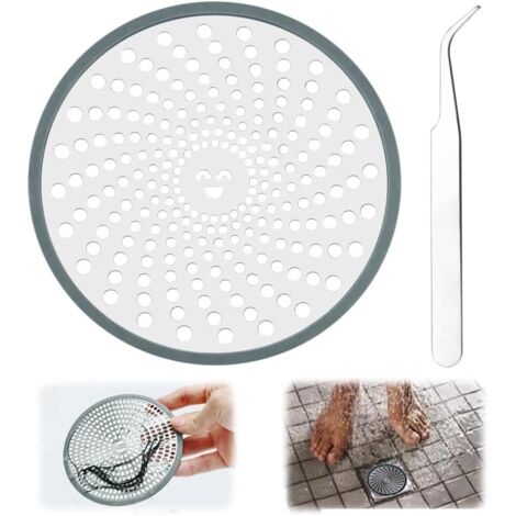 Desagüe de ducha de acero inoxidable, filtro recogedor de pelos, antioxidante, antiobstrucción, fácil de limpiar, para baño, cocina y bañera, color plateado.