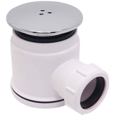 Desagüe de ducha redondo blanco para baño, de plástico y acero inoxidable, con sifón de gran desplazamiento.