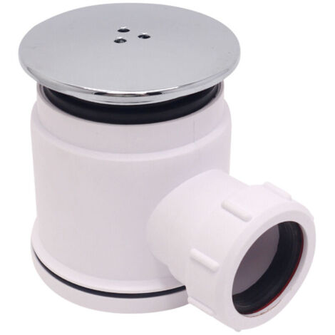 Desagüe de ducha redondo blanco para baño, de plástico y acero inoxidable, con sifón de gran desplazamiento.