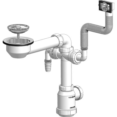 HIDROTECNOAGUA Desagüe de Fregadero Ahorro Espacio 1 Seno c/Válvula Ø115 T-55BM