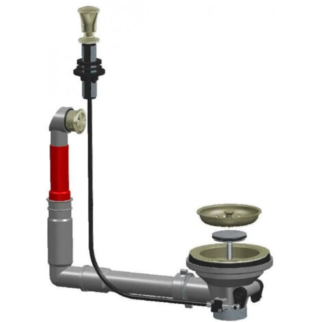 Desagüe de fregadero automático diámetro 114mm, níquel satinado con rebosadero redondo
