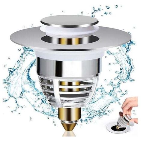 Desagüe de fregadero universal, tapón de fregadero emergente con 2 juntas para bañera, cocina, fregadero (orificio de drenaje 32-42 mm)