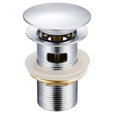 Desagüe de fregadero YMYNY - con orificio de desbordamiento - Tapa de acero inoxidable, cuerpo de acero inoxidable, tuerca de cobre, movimiento de cobre