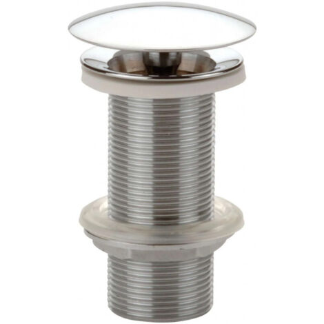 Desagüe de lavabo de latón cromado con salida libre - tapón fijo - Altura 100 mm