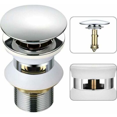 Desagüe de lavabo universal ZVD con rebosadero automático emergente, apertura por presión, clic-clac, para baño, 1-1/4" de latón cromado