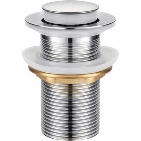 Desagüe de lavabo, XU, desagüe automático universal sin rebosadero, con válvula de presión, acero inoxidable cromado para lavabos de baño, FOREHILL - KZQ