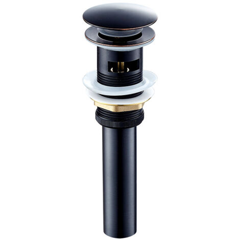 Desagüe de rebote YMYNY, lavabo delgado de cobre negro con rebosadero, antiolor y a prueba de insectos, accesorios para fregadero, tubo de desagüe.