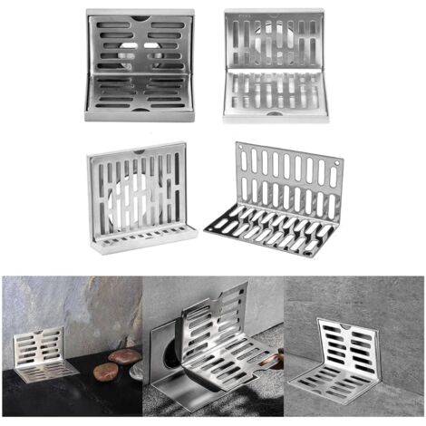 Desagüe de suelo con filtro de aguas residuales, rejilla de drenaje en forma de L, para ducha exterior (para manguera de PVC de 75 mm)