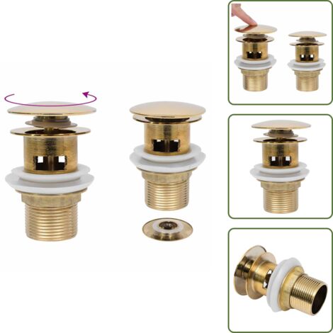 Desagüe dorado - vidaXL Desagüe de empuje función desbordamiento dorado 6,4x6,4x9,1 cm - Enchufe emergente