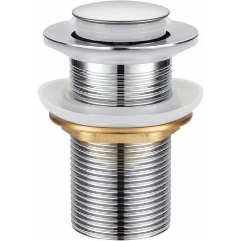 Desagüe para fregadero, desagüe emergente universal sin rebosadero Desagüe automático con tapón de desagüe sin válvula de empuje abierto Tirador en acero inoxidable cromado para lavabo de baño