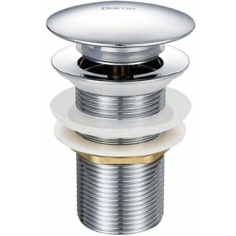Desagüe para fregadero emergente Ulisem G 1-1/4 de latón cromado sin rebosadero, equipado con sistema de fácil apertura y cierre con botón pulsador.