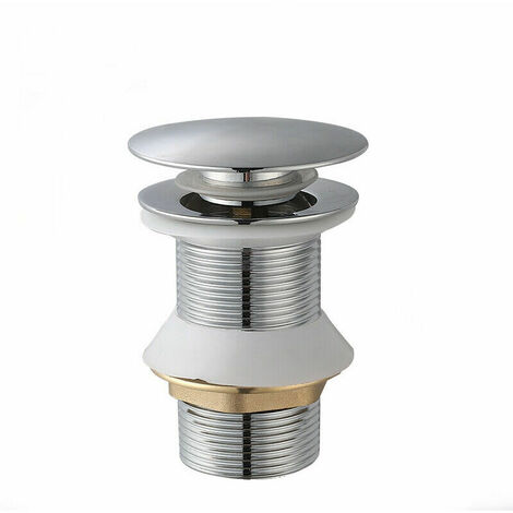 Desagüe para lavabo, Desagüe automático universal sin rebosadero Desagüe automático con tapón de desagüe sin válvula Push Open en acero inoxidable cromado para lavabo de baño
