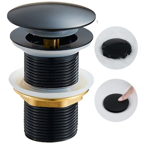 Desagüe para lavabo sin rebosadero, desagüe para lavabo de baño, estándar universal G 1 ¼, acabado negro mate