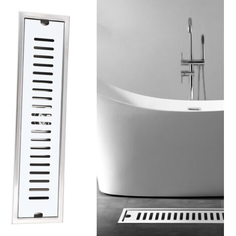 Desagüe rectangular para baño – Canal de desagüe lineal para ducha de 40 cm de largo, fabricado en acero inoxidable 304 con tapa extraíble.