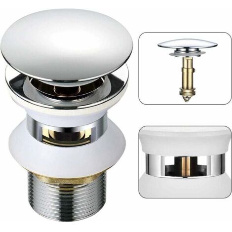 Desagüe universal para fregadero con desbordamiento emergente automático Push Open Click Clack para baño 1-1/4" en latón cromado