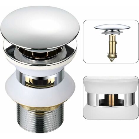 Desagüe universal para lavabo Crediri con rebosadero automático de cierre por presión para baño, de latón cromado de 1-1/4"