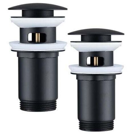 desagües de fregadero emergentes negros con rebosadero automático, kit de desagüe universal para lavabo, bañera y baño, con cesta de filtro.