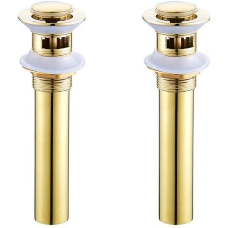 desagües de latón para fregadero, desagüe dorado con rebosadero, desagüe emergente (B)