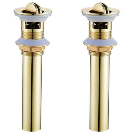 desagües de latón para fregadero, desagüe dorado con rebosadero, desagüe emergente (C)