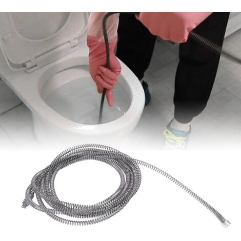 [Desatascador de tuberías] Cable de goma de acero al magnesio profesional de 16 mm (3 m) para inodoro, bañera, lavabo, limpieza de desagües e instalaciones de fontanería con taladro
