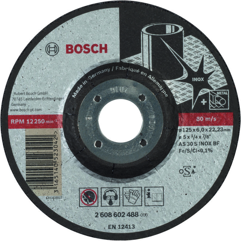 

BOSCH 2608602488 Disco desbaste acodado Expert Inox AS 30 S INOX BF, 125, 6