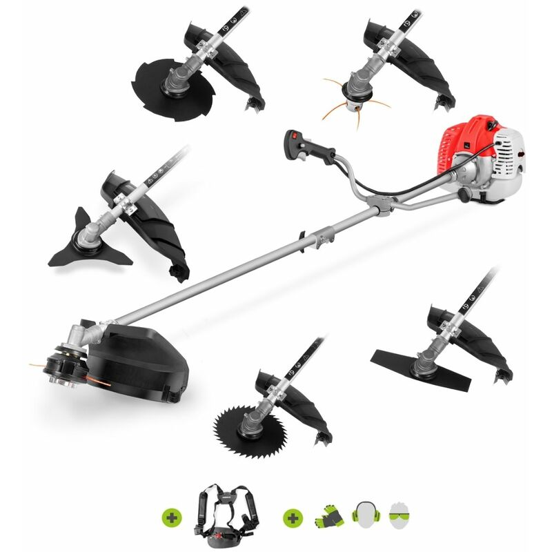 

Greencut - Desbrozadora GGT650X-6 con motor gasolina 2 tiempos 65cc 4.9cv, 6 accesorios distintos para cortar, manillar de agarre doble, regulador