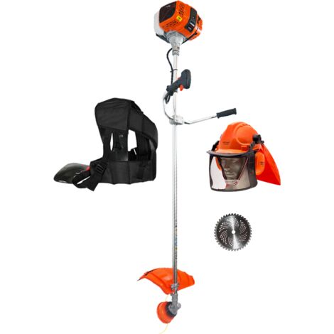 Desbrozadora Gasolina 58cc Barra Fija 28mm + Disco Vidia + Arnes Pro + Casco Forestal