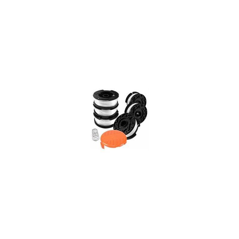

Desbrozadora, un cabezal de corte de nailon con una cubierta de carrete y un resorte que se utiliza para reemplazar el carrete del cortahilos BLACK +
