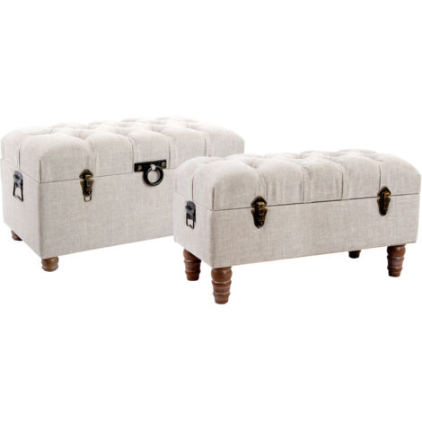 Descalzadora Set 2 Madera 81X42X43 Beige MB131136