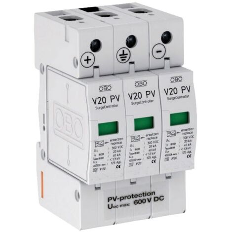 Descargador OBO Bettermann V20-C 3PH-600 tripolar tipo 2 600V CC 5094605