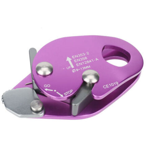 Descendeur d'arrêt de freinage automatique pour pince de corde de 9 à 13mm, anneau de Rappel de sauvetage, équipement d'escalade violet
