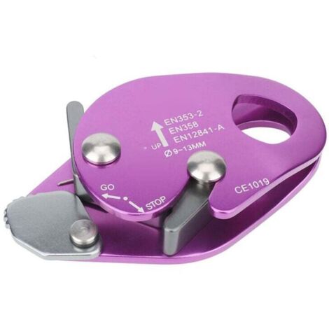 Descendeur d'arrêt de freinage automatique pour pince de corde de 9 à 13mm, anneau de Rappel de sauvetage, équipement d'escalade violet