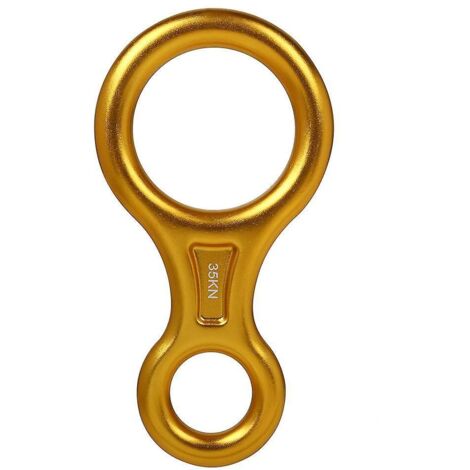 Descendeur en aluminium en forme de 8 pour l'escalade et le rappel - Descendeur à anneaux robuste de 35 kN pour l'escalade, le sauvetage et les activités de plein air