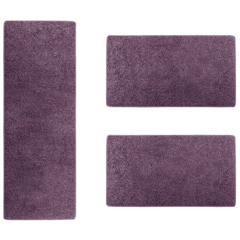Karat - Descente de lit Barcelona Violet 1 tapis 67 x 330 cm + 2 tapis 67 x 130 cm
