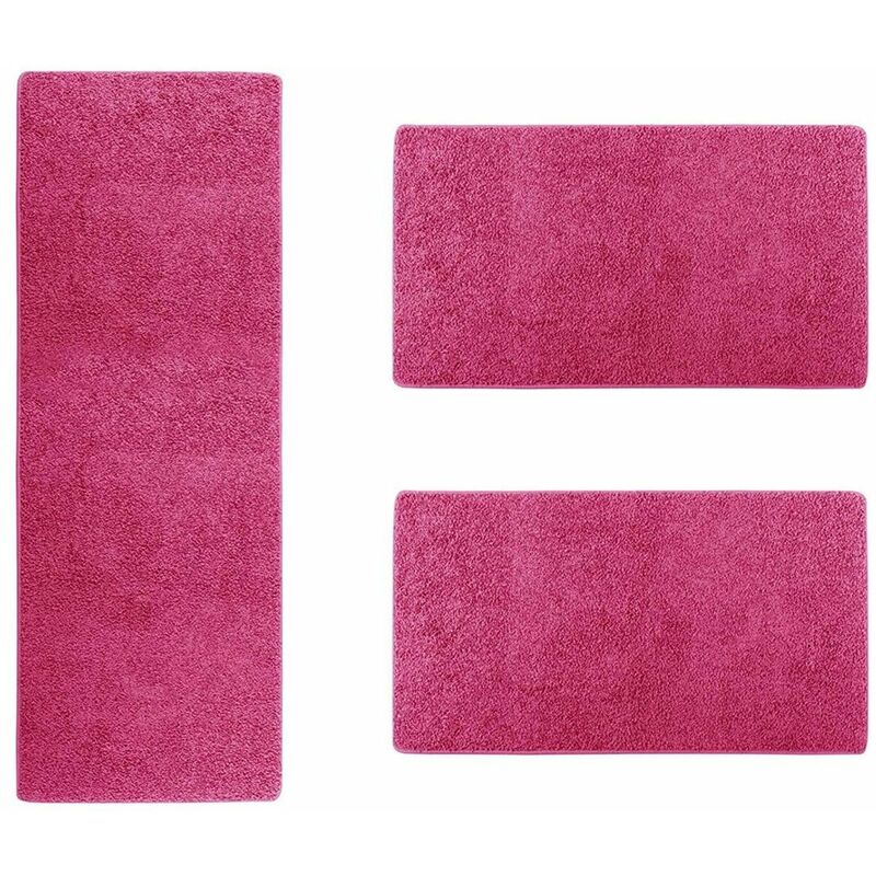 Descente de lit Barcelona Pink 1 patin 67 x 330 cm + 2 ponts 67 x 130 cm - Rose