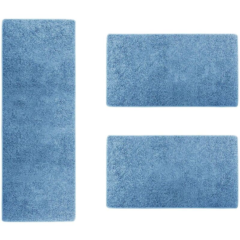 Descente de lit Barcelona Bleu clair 1 tapis 67 x 250 cm + 2 tapis 67 x 140 cm