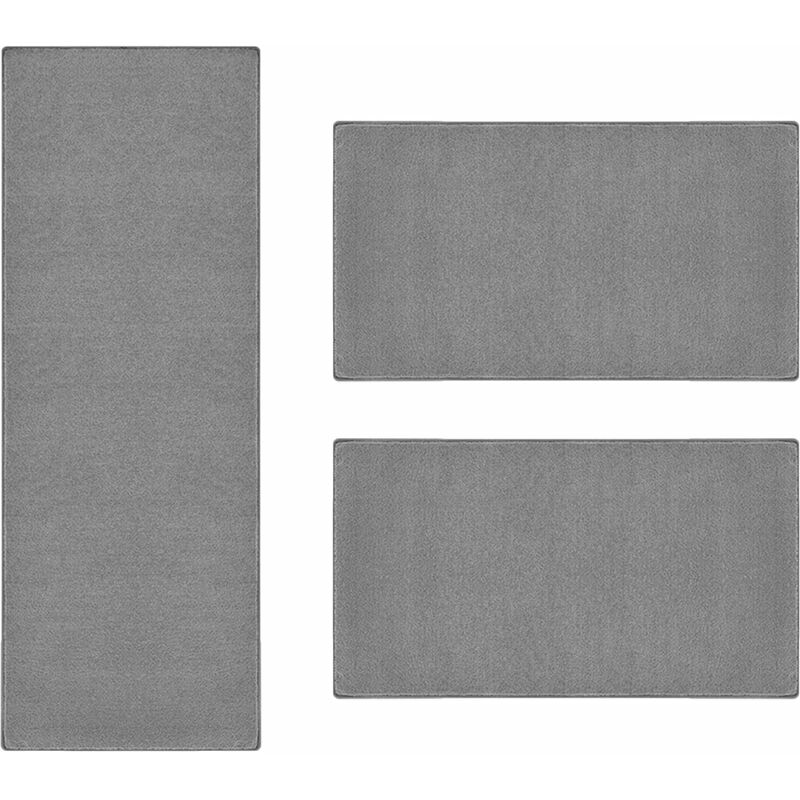 Descente de lit Dynasty Gris argenté 1 tapis 67 x 330 cm + 2 tapis 67 x 130 cm