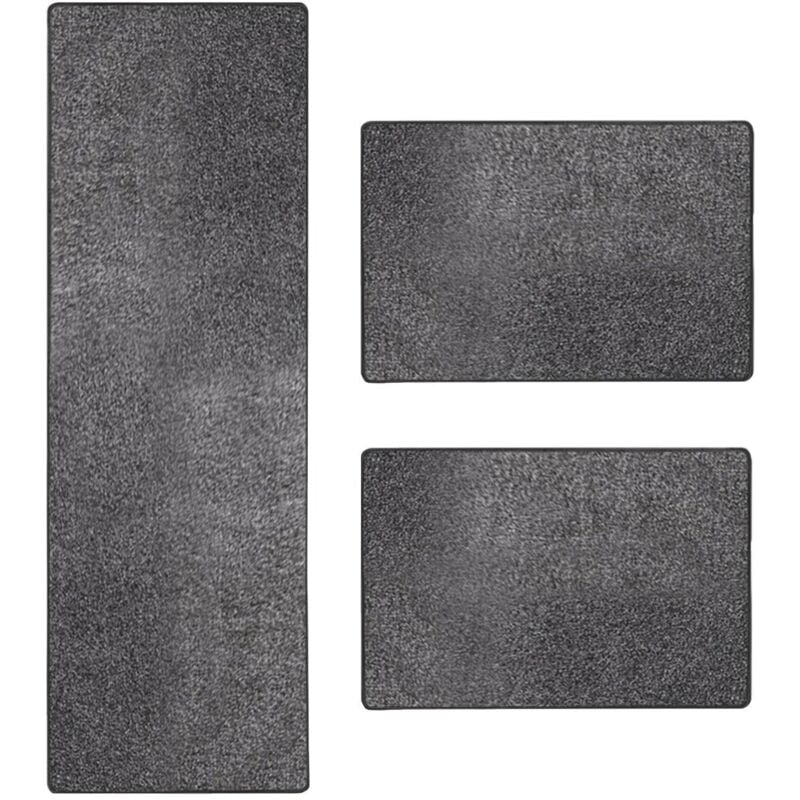 Karat - Descente de lit Lyon Gris 77 1 tapis 67 x 250 cm + 2 tapis 67 x 140 cm