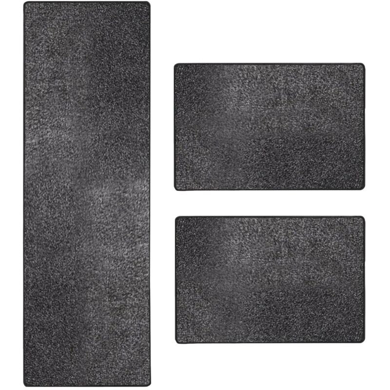 Karat - Descente de lit Lyon Noir 78 1 tapis 67 x 250 cm + 2 tapis 67 x 140 cm