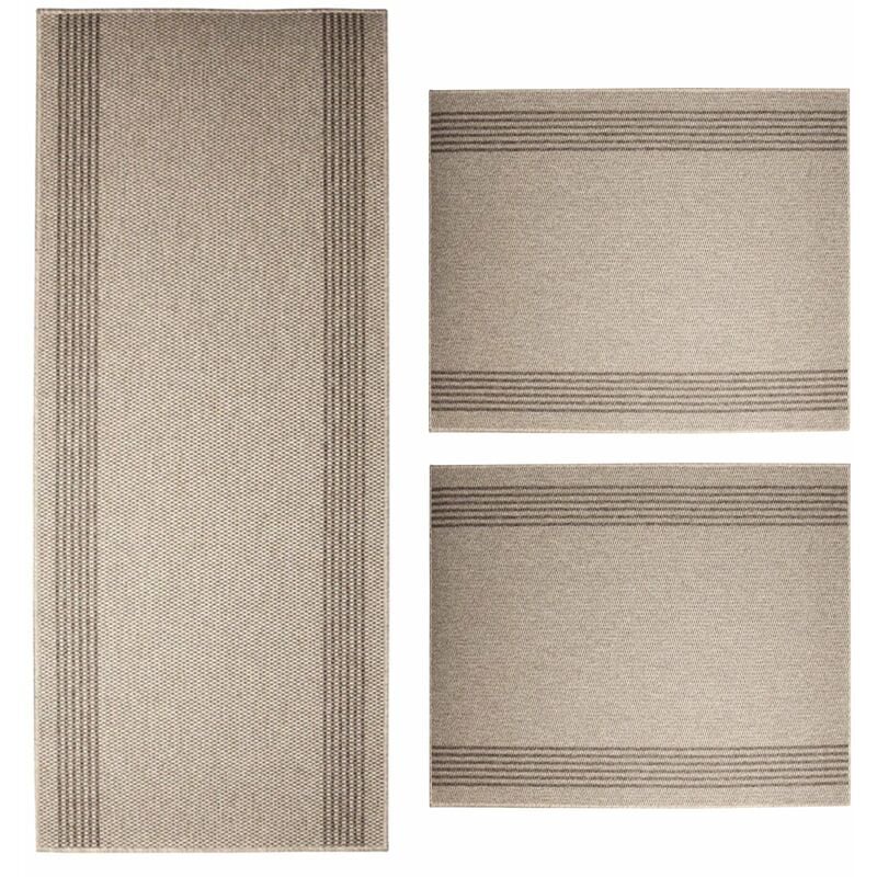 Descente de lit Antistatique Natura Sisal Beige 1 tapis 80 x 300 cm + 2 tapis 80 x 150 cm