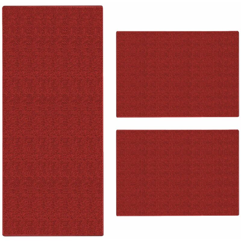 Descente de lit sisal Sylt 3 pièces| Rouge 1 patin: 80 x 300 cm + 2 ponts: chacun 80 x 150 cm - Rouge