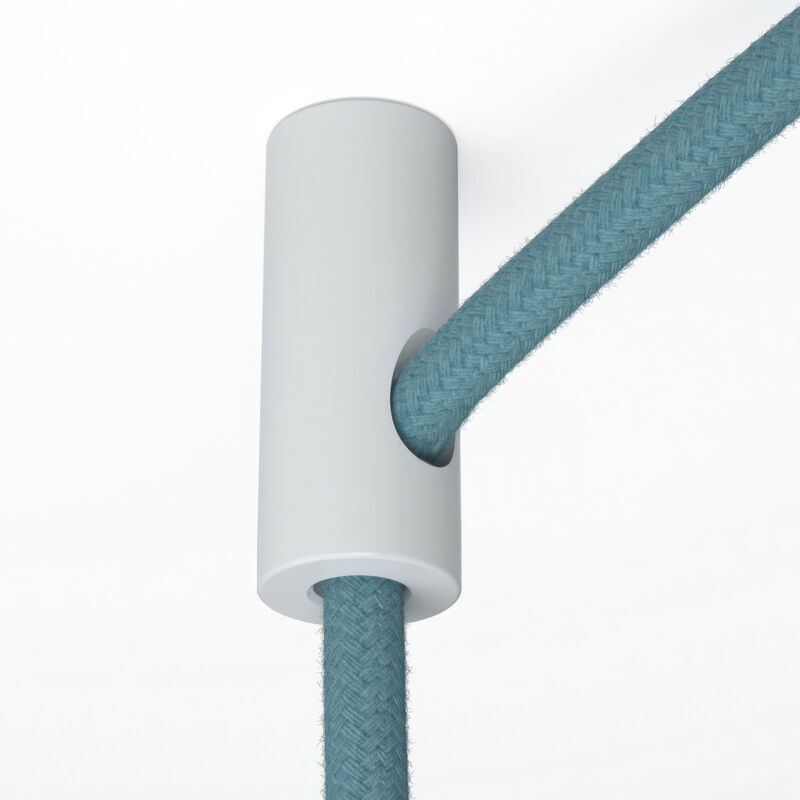 

Creative Cables - Descentralizador, gancho de techo para cable eléctrico textil con tope | Blanco - Blanco