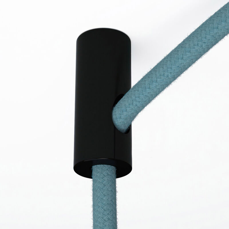 

Creative Cables - Descentralizador, gancho de techo para cable eléctrico textil con tope | Negro - Negro